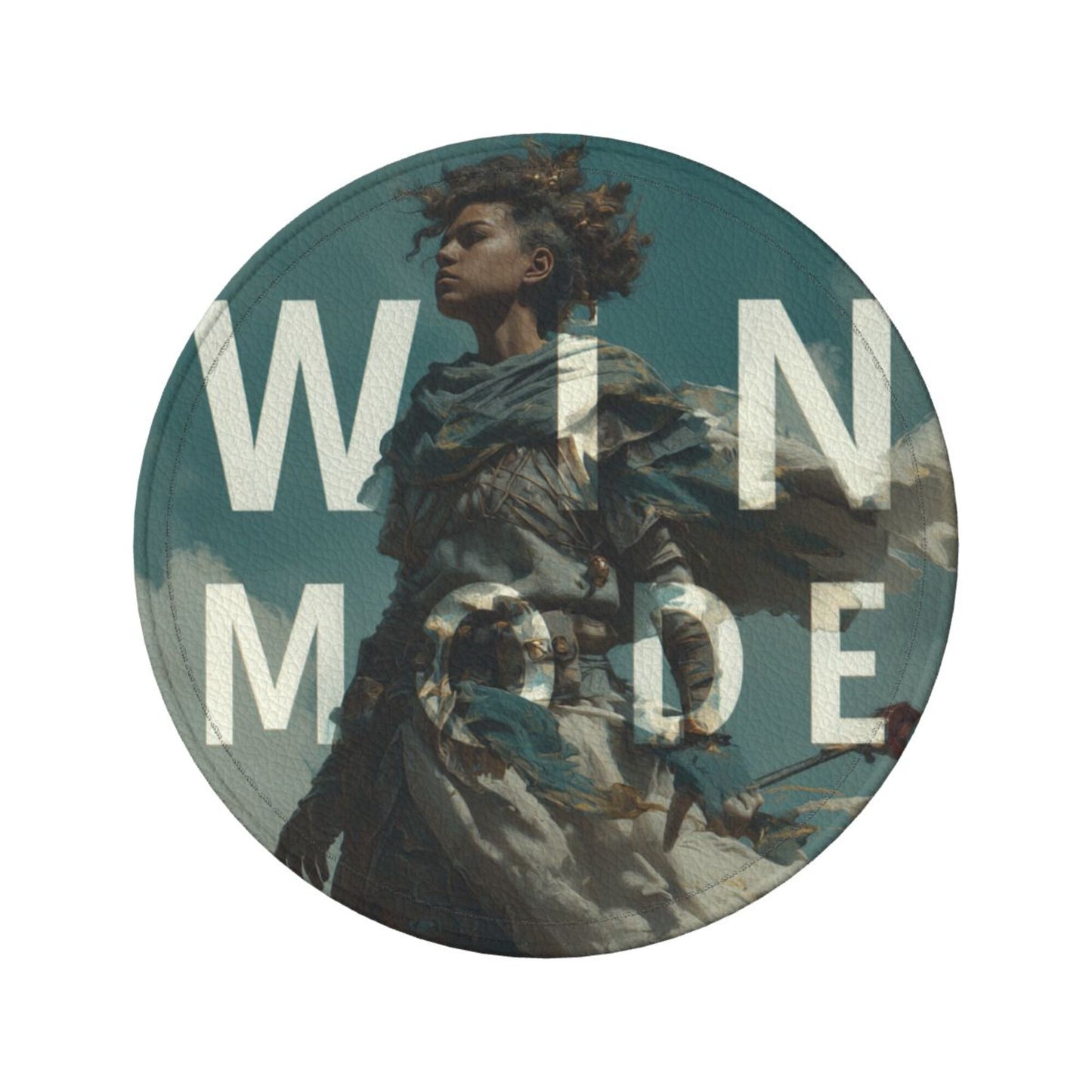 Creative Round Drink Coasters Set of 6 | Non-Slip & Heat-Resistant | WIN MODE Design | With Leather Holder | Fits All Common Glasses
